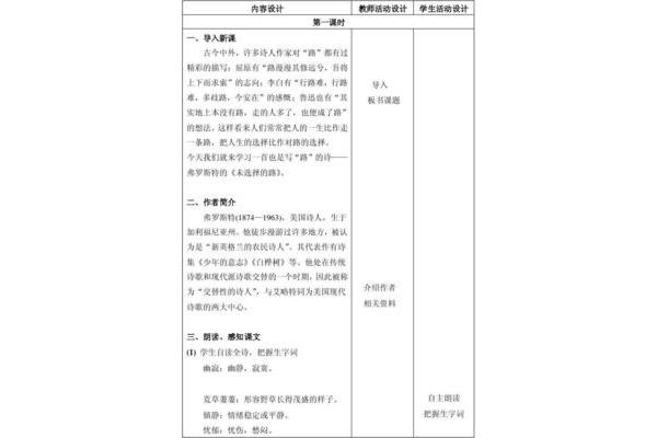 未选择的路教案