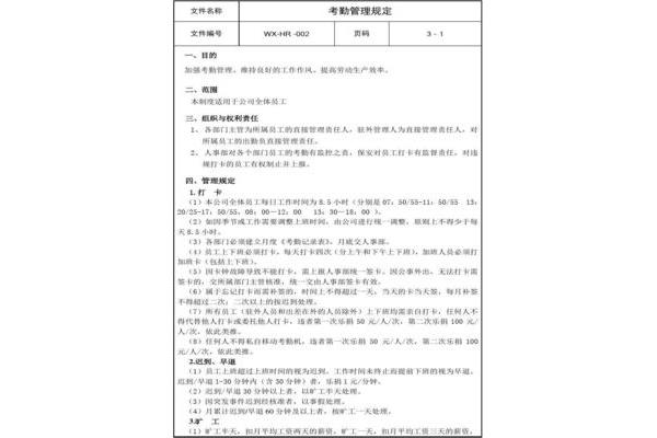 考勤制度管理规定