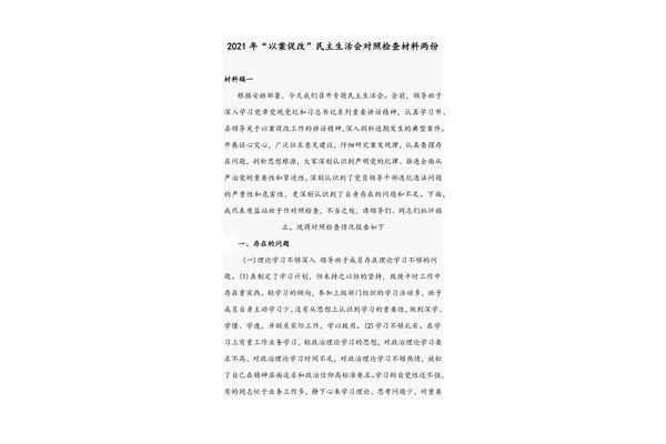 班子对照检查材料