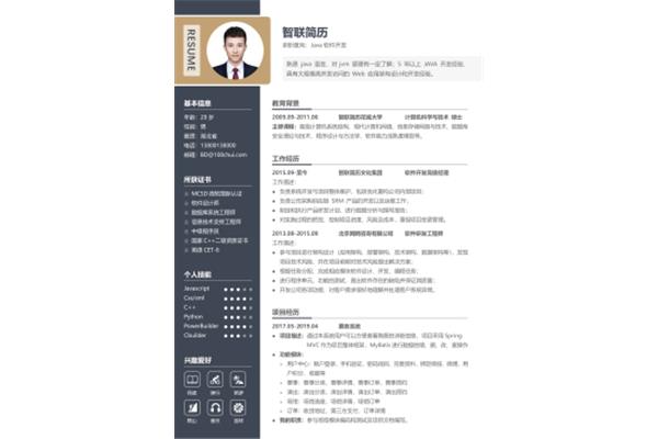 智联招聘简历模板
