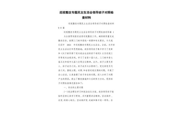 班子对照检查材料