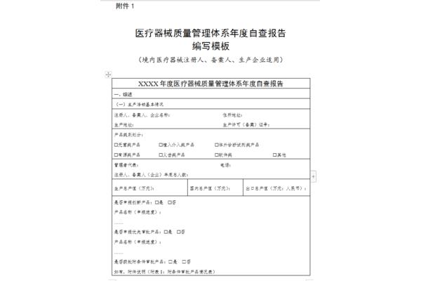 医疗器械自查报告