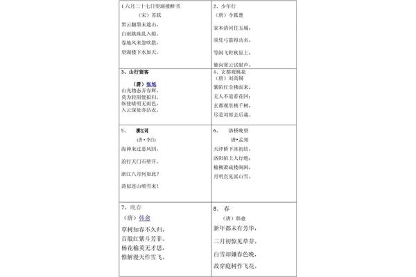四年级课外古诗