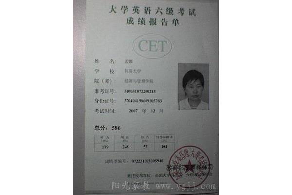 英语六级考试成绩
