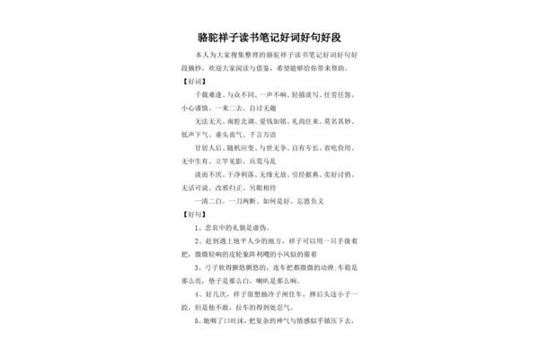 骆驼祥子读书感悟