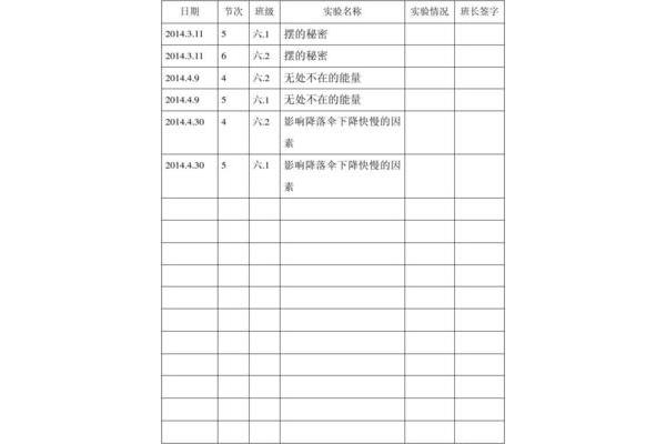 实验记录本模板