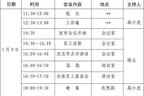 会议议程安排