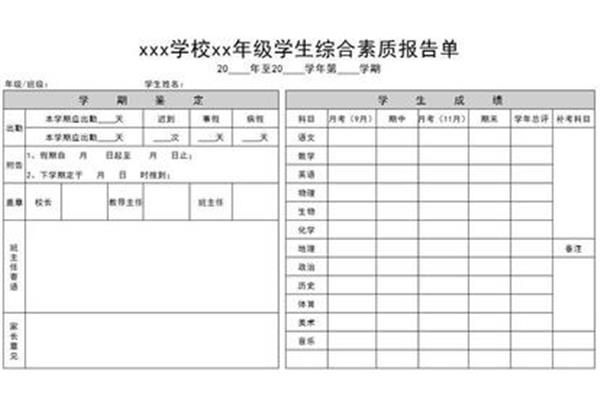成绩报告单