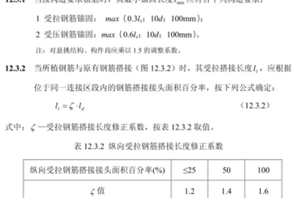 钢筋植筋锚固长度