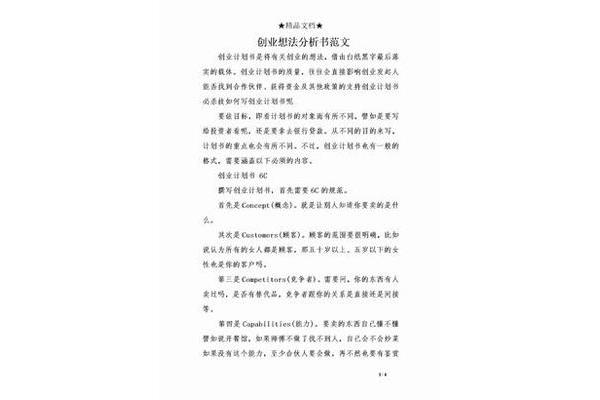 创业想法分析书