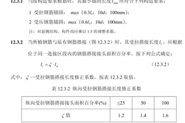 钢筋植筋锚固长度