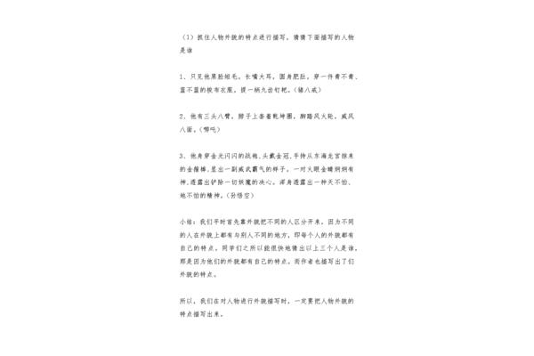 外貌描写的段落
