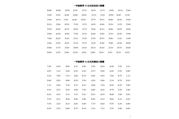 10以内的加减法