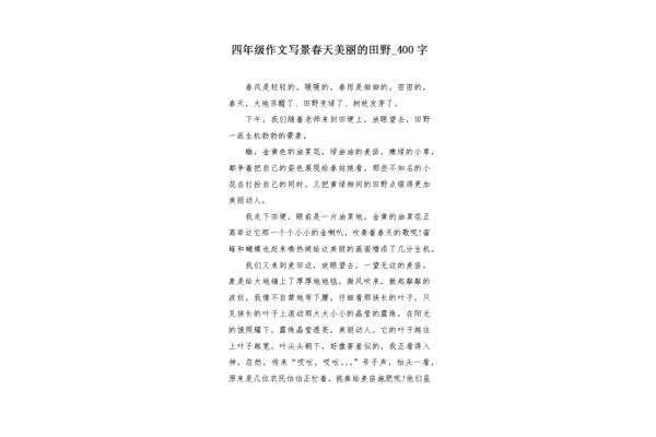 美丽的田野作文