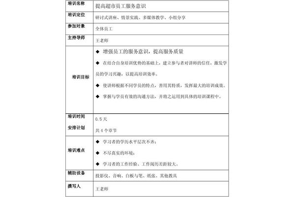 员工培训计划书