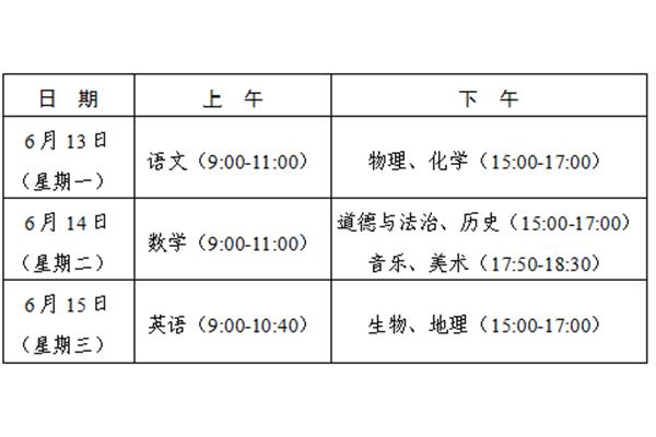 山东中考时间