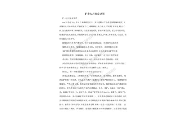 实习工作评语