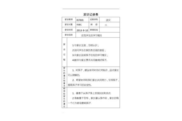 家访内容记录