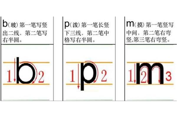 声母t的笔顺