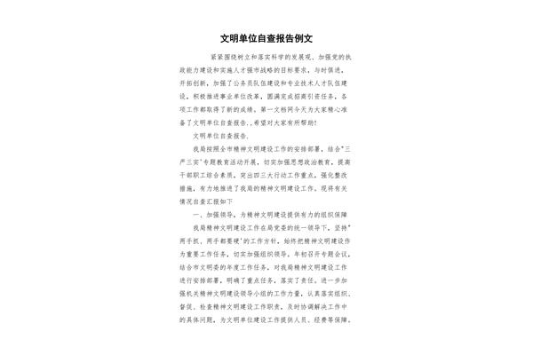 文明单位自查报告