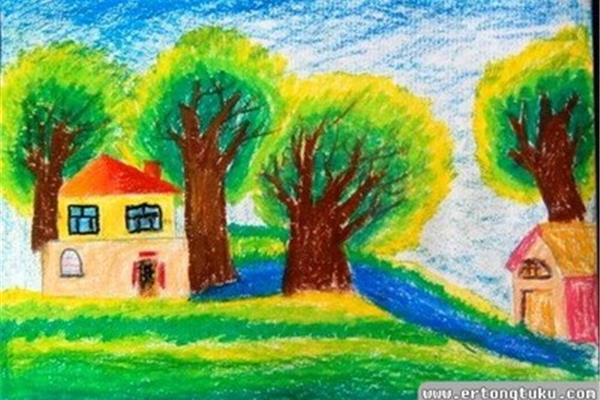 蜡笔风景画