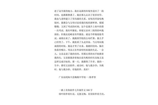一路上有你作文