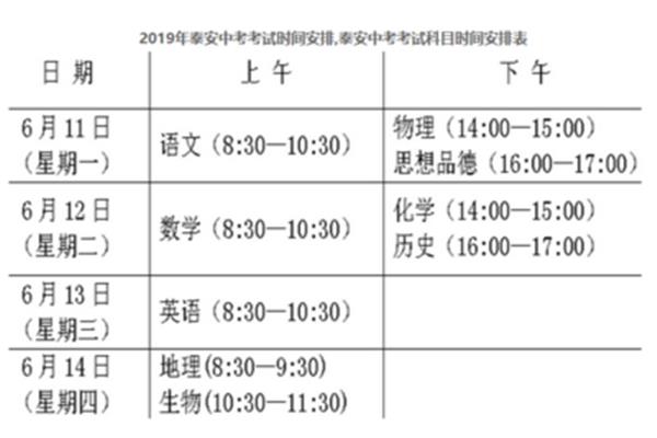 山东中考时间