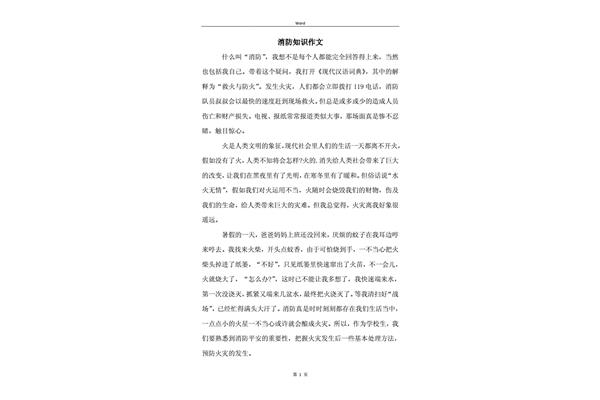 消防主题作文