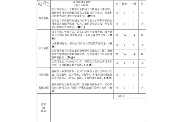 实习老师意见