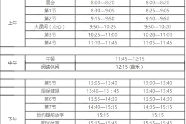 作息时间表小学生