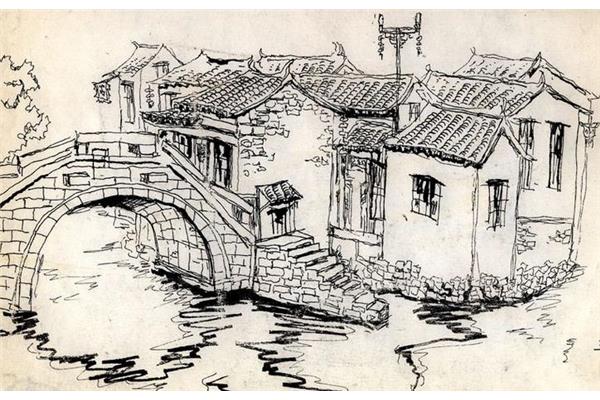 古镇简笔画