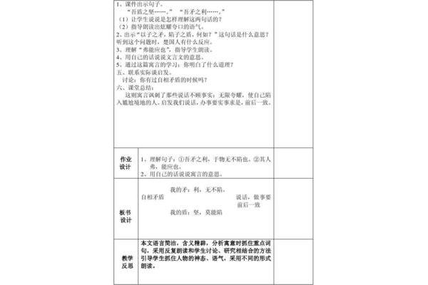 自相矛盾教学设计
