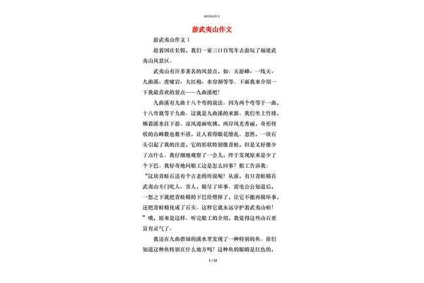 游武夷山作文
