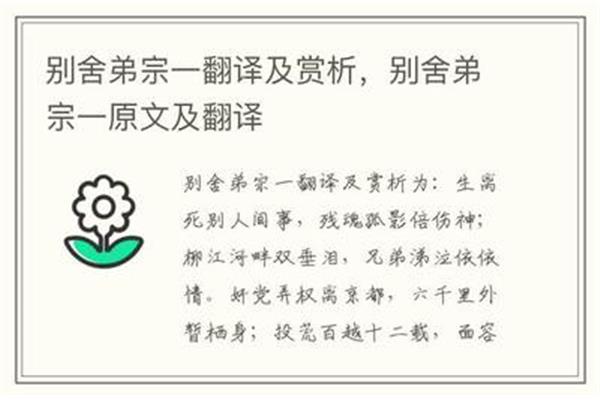 别舍弟宗一