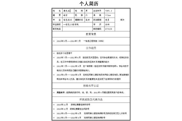 个人简历样板