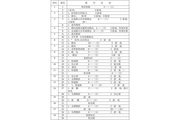 高中体育教学计划