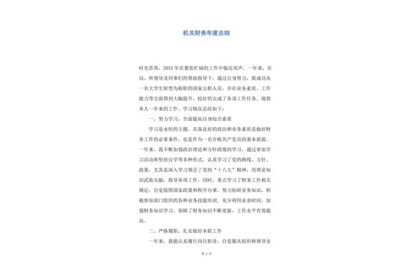 机关财务工作总结