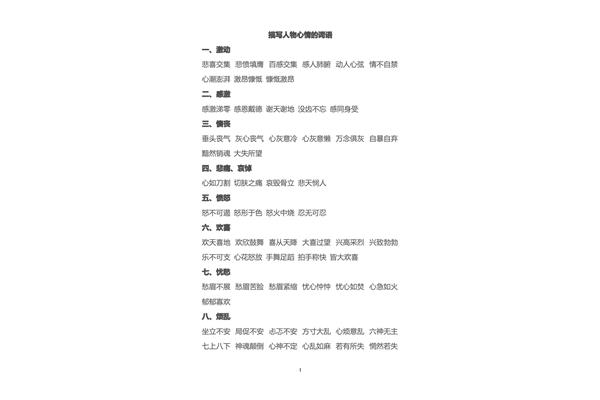 表示心情的词语