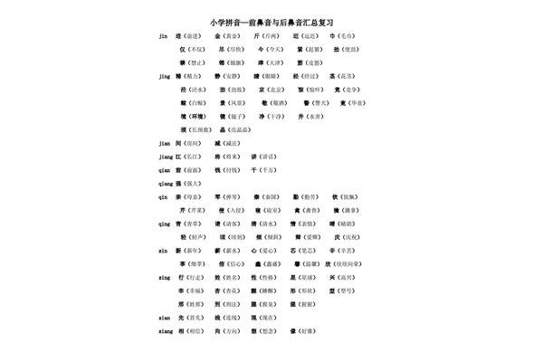 后鼻音的字