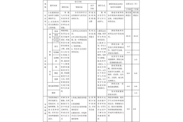 高中体育教学计划
