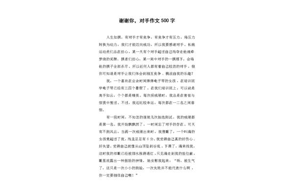 对手的作文