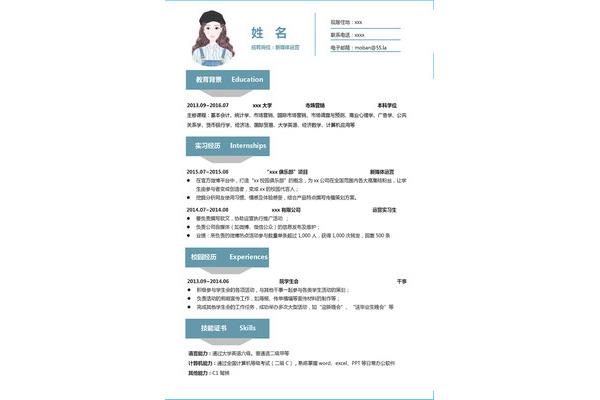 新媒体运营简历
