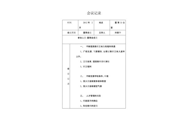 董事会会议记录
