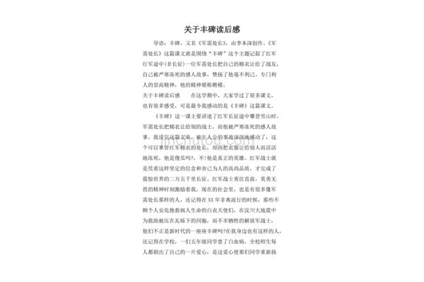 丰碑读后感