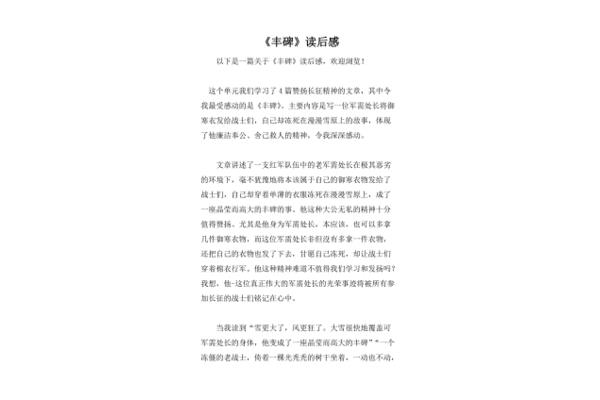 丰碑读后感