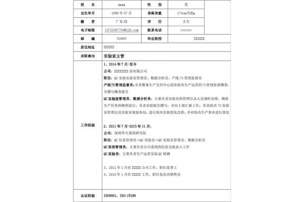 免费简历模板