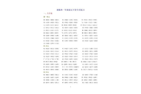 小学一年级语文