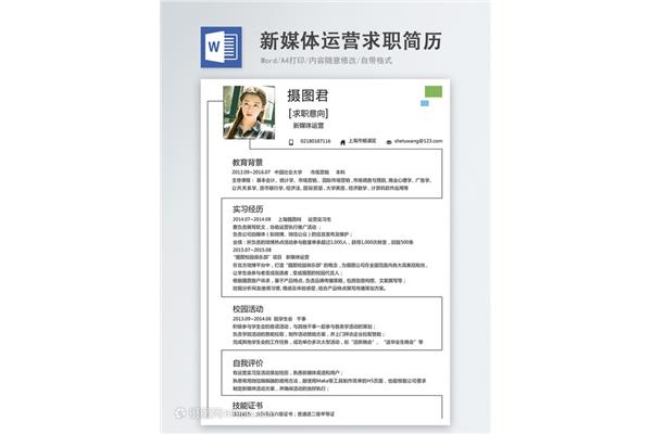 新媒体运营简历