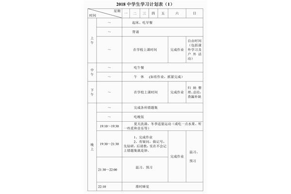 日计划表格模板