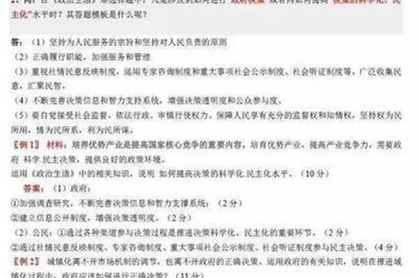 高中政治答题模板